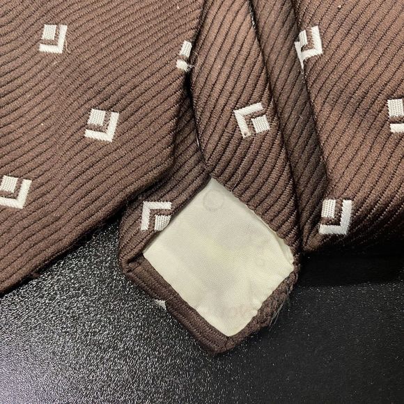Alessandro Originals Neck Tie Geometric Pattern Brown Vintage - Picture 7 of 13